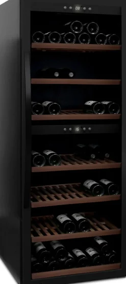Viinikaappi mQuvée WineExpert 126 Fullglass SW-126B, 59.5cm, 2 lämpötila-aluetta, vapaasti seisova, musta