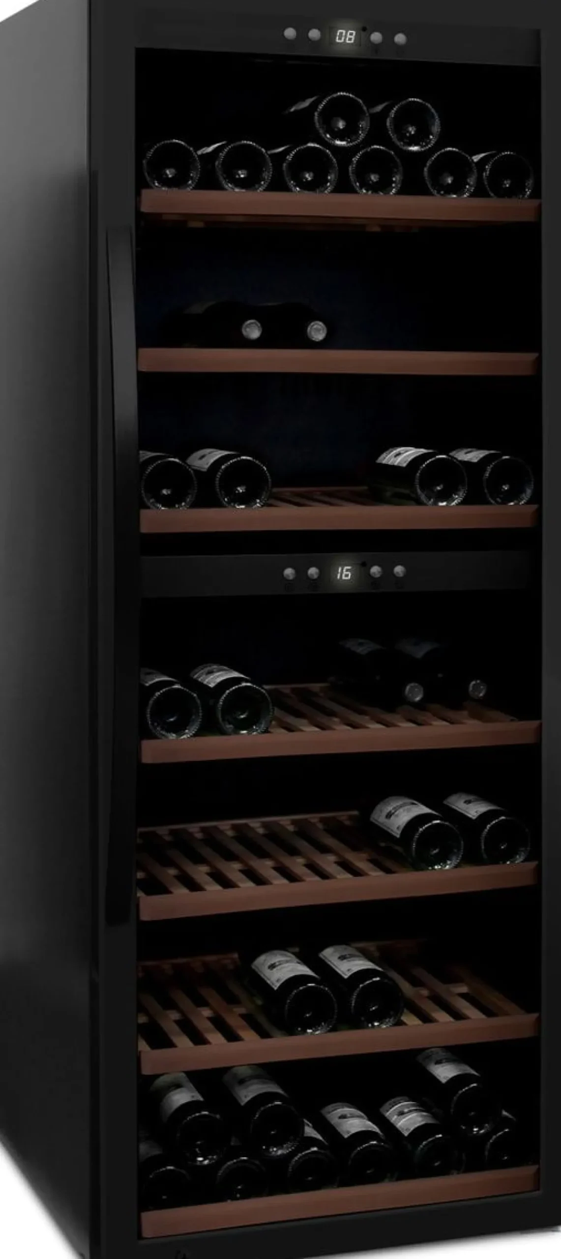 Viinikaappi mQuvée WineExpert 126 Fullglass SW-126B, 59.5cm, 2 lämpötila-aluetta, vapaasti seisova, musta