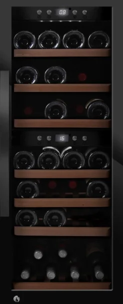 Viinikaappi mQuvée WineExpert 38 Fullglass SW-38B, 39.5cm, 2 lämpötila-aluetta, vapaasti seisova, musta