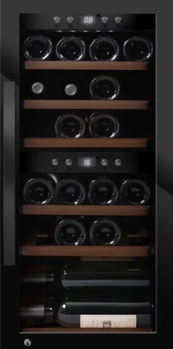 Viinikaappi mQuvée WineExpert 24 Fullglass SW-24B, 39.5cm, 2 lämpötila-aluetta, vapaasti seisova, musta