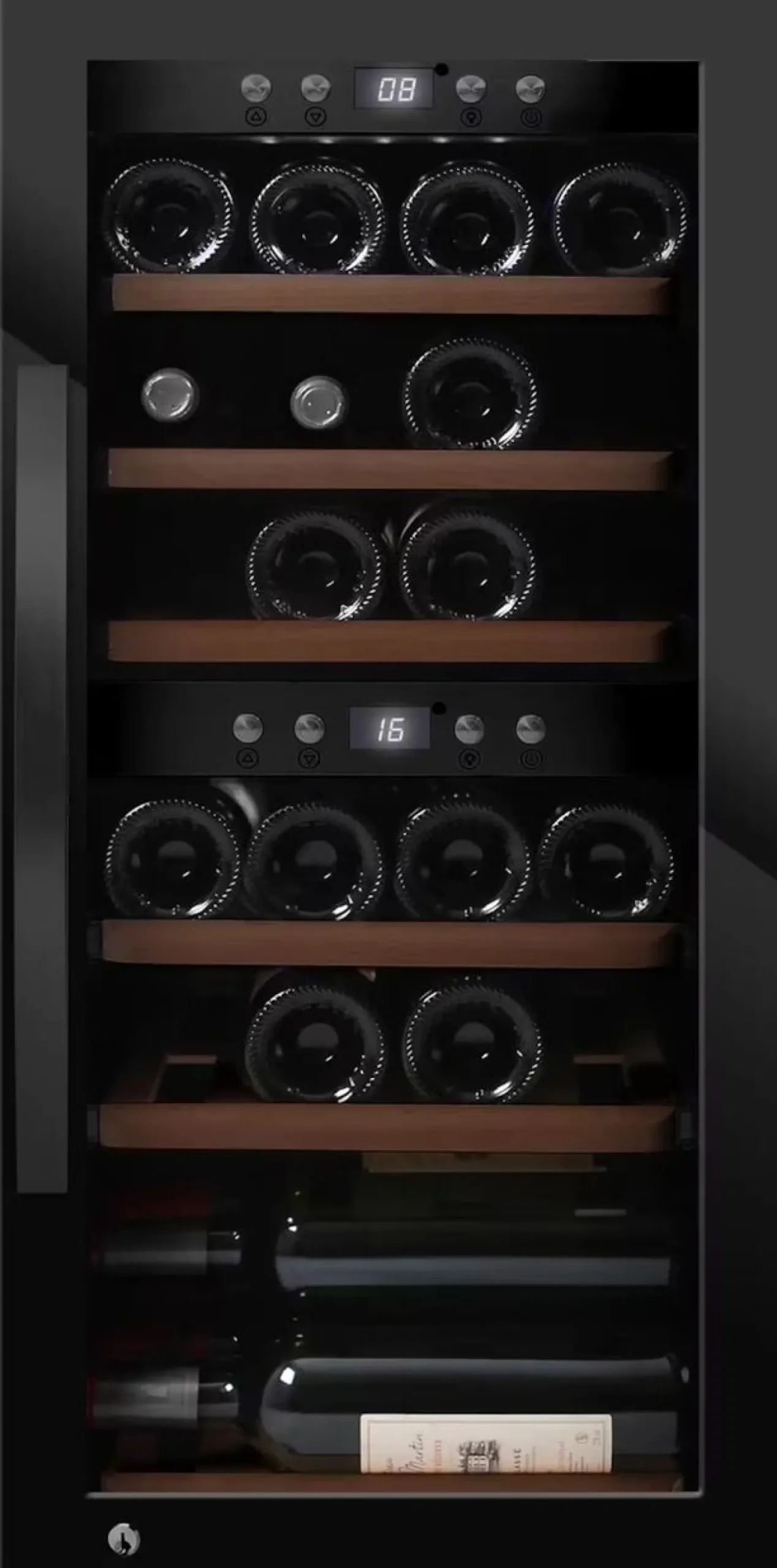 Viinikaappi mQuvée WineExpert 24 Fullglass SW-24B, 39.5cm, 2 lämpötila-aluetta, vapaasti seisova, musta