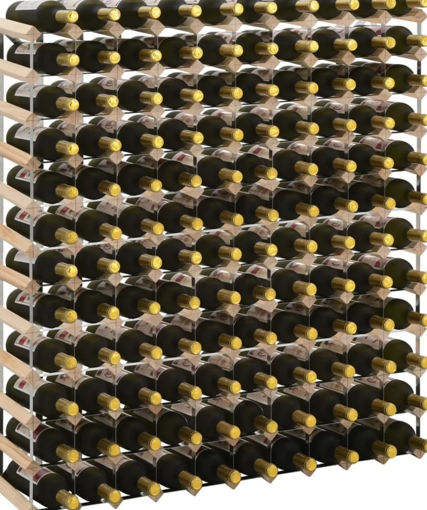 Viinipulloteline 120 pullolle kierrätetty puu