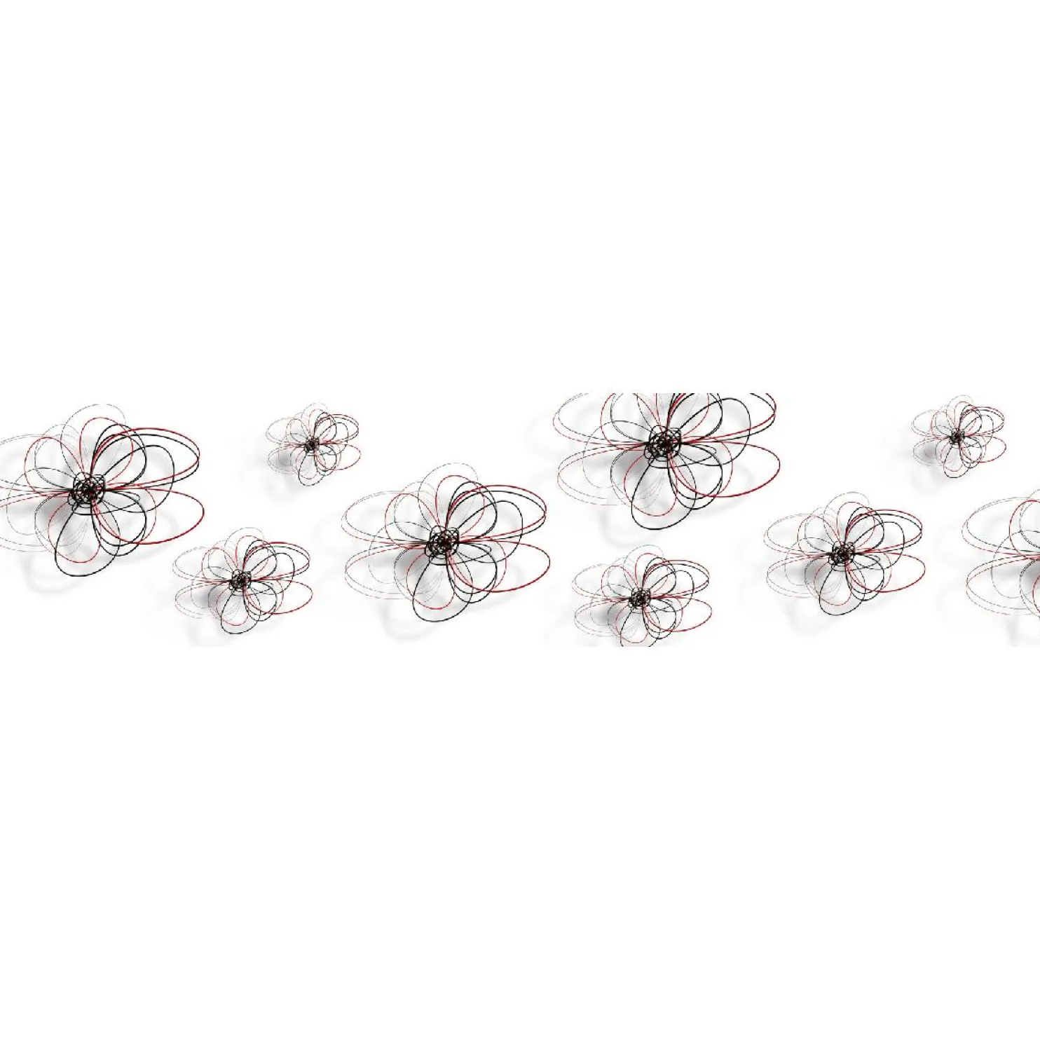 Välitilatarra Dimex Red-Black Flowers 180-350x60cm