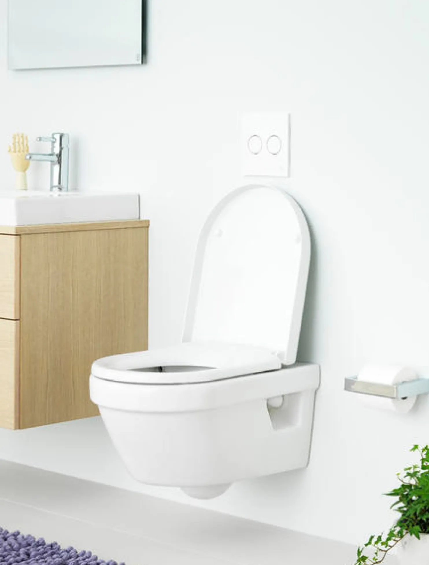 WC-istuin Gustavsberg 5G84 Hygienic Flush seinään asennettava Soft close -kannella