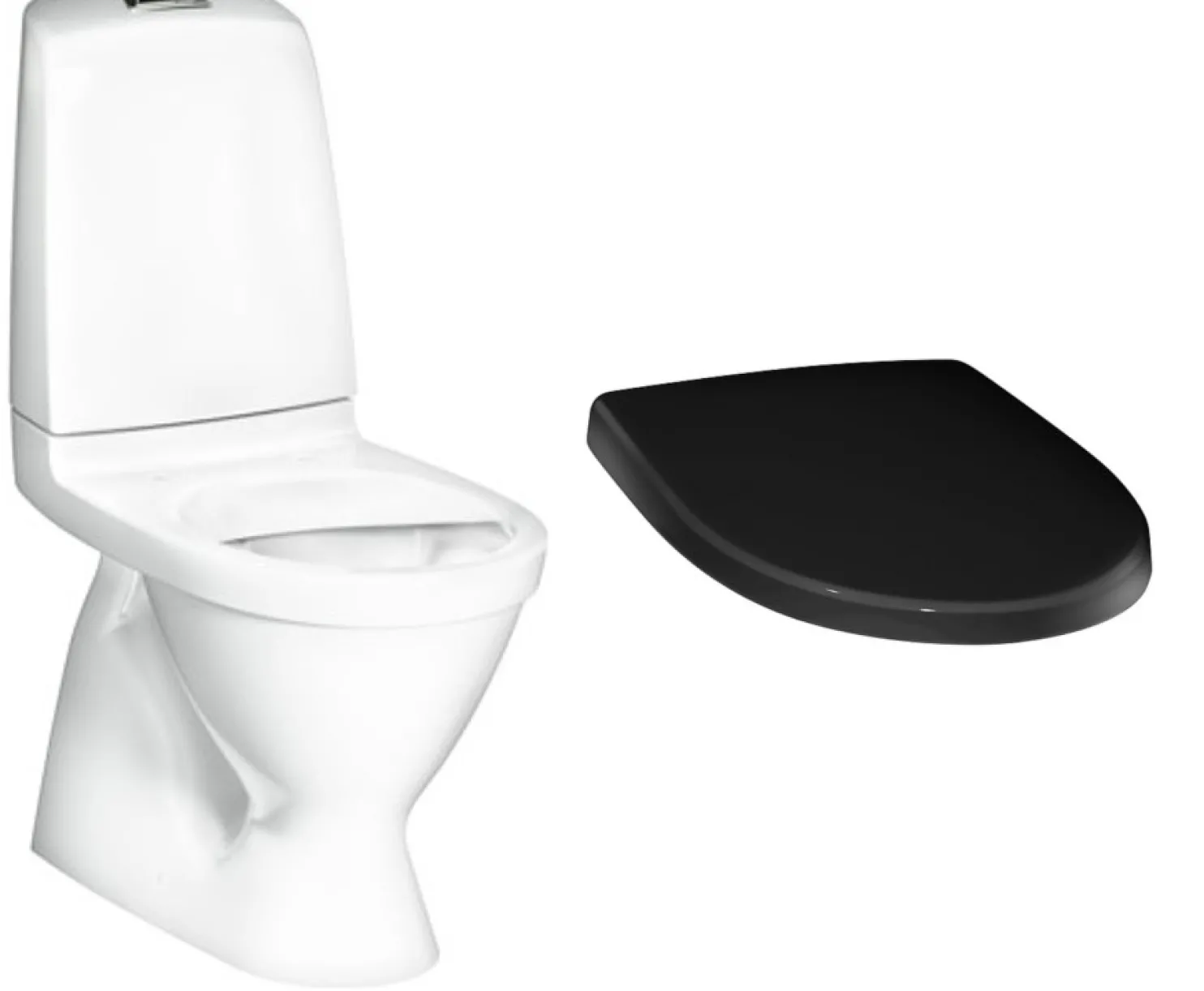 WC-istuin Gustavsberg Nautic 1500 Hygienic Flush kaksoishuuhtelu piilo S-Lukko + istuinkansi Nautic 9M26 musta